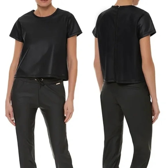 Sweaty Betty Atlantica Tee Active Zip Back Tee- Scuba M/L Oversized
